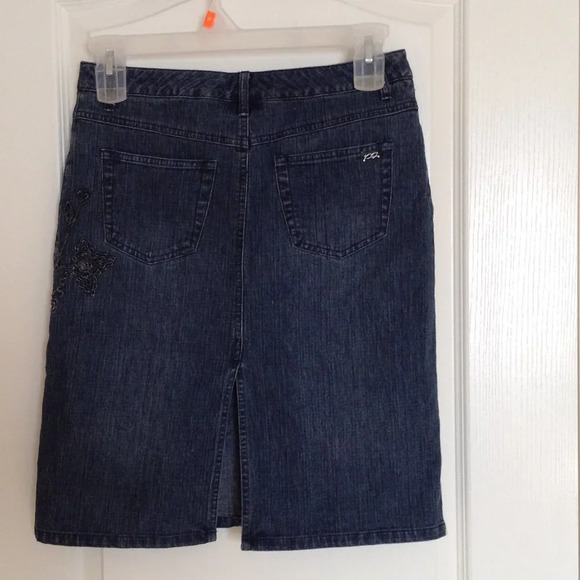 Point Zero Nicole Benisti Women's Denim Pencil Midi Skirt Size 5 Western Cowgirl - Picture 3 of 6